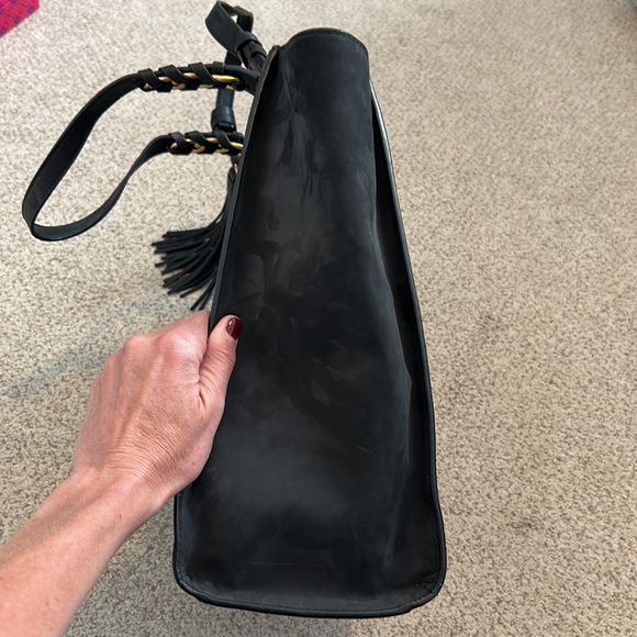 Tory Burch “Brooke” Suede and Smooth Leather Tote in Black - Picture 8 of 16